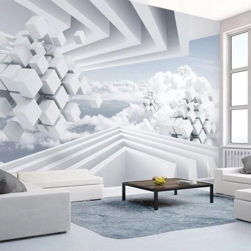 Custom Photo Wallpaper Modern Abstract Space Blue Sky And White Clouds Murals Living Room Study Self-Adhesive Waterproof Sticker