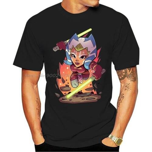 Ahsoka Tano Superheros Comic Chibi Cartoon White T Shirt Men Cotton Tees Tops Anime Harajuku Streetwear