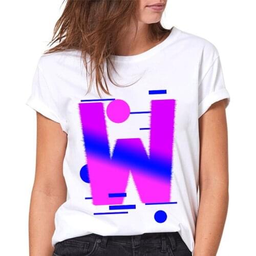 T shirt Ladies Casual harajuku Alphabet W Print women Tee Top 90s White Ladies T-shirt Female Tshirt Summer Tshirt femme XXXL