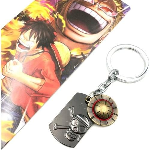 Hot Anime Series One Piece Keychain Luffy Straw Hat Skull Key Chain Alloy Key Ring Holder For Fans Souvenir Gifts