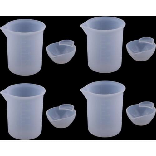 2 Types (8pcs) Graduated Transparent Polypropylene Cups 100ML Measuring Cup for Mixing Epoxy, Resin, Paint, and Stain