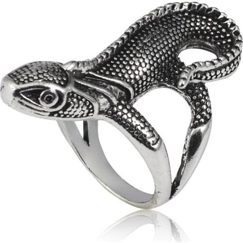Creative Hip Hop Vintage Lizard Ring For Men Punk Style For Index Finger Jewelry Animal City Boy Personality Direct Sales