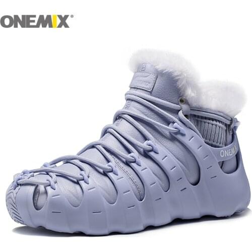 ONEMIX Men Winter Warm Plush Snow Boots High Quality for Women Walking Shoes Outdoor Trekking No Glue Sneakers Autumn Keeping