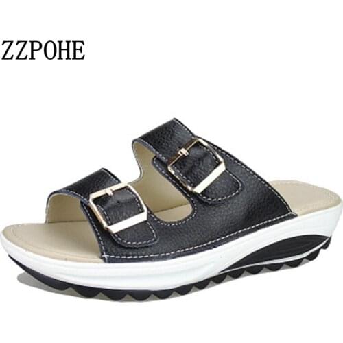 ZZPOHE Summer Women Slippers Fashion mid Heel Slippers beach Comfortable Female slippers casual woman Sexy slippers Plus Size