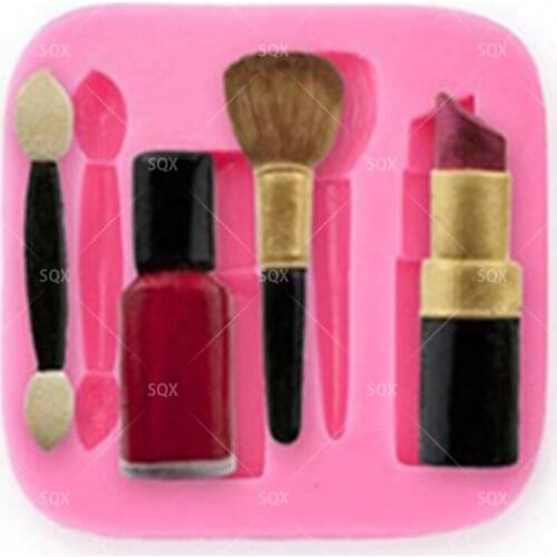 Fashion Ladies Lip Stick Nail Polish Eyebrow Pencil Make Up Cake Baking Molds,Cake Decorating Tools Pastry Tools SQ1554