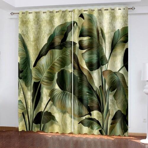Beautiful Photo Fashion Customized 3D Curtains green leaf curtains 3D Curtains For Living room Bedding room Office