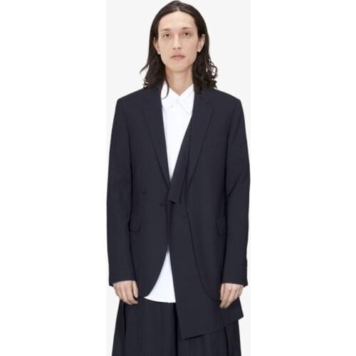Black deconstructed suit male multi-layer asymmetrical simple loose Japanese original designer jacket