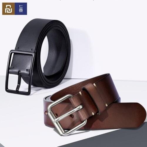 Youpin Qimian Men Belt Male Genuine Leather Strap Vegetable-tanned Cowhide Belt For Men 3.8CM High Quality Pin Buckle Waist Belt