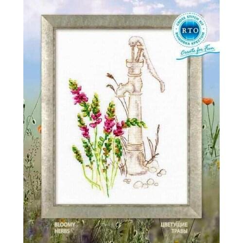 RTO M775 The small flowers blooming by the well 20-27 Counted Cross Stitch Cross Stitch Kits Embroidery Needlework Sets