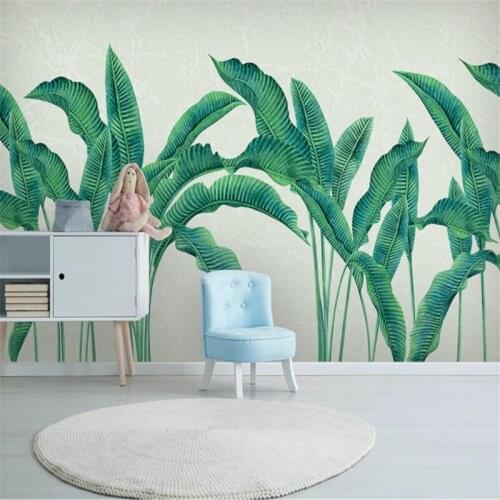 Custom Mural Wallpaper Modern Minimalist Hand Painted Watercolor Plant Leaves Background Wall Painting