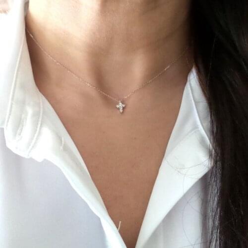 Women/Men charm rose gold color Jewelry Wholesale Trendy 925 Sterling Silver Cross Pendant Necklace Punk Style Free Shipping