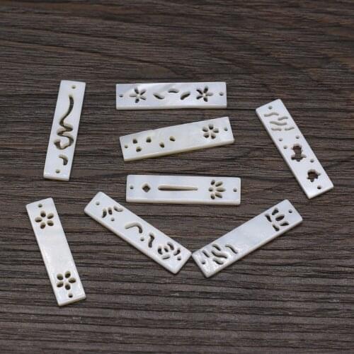 Natural Shell Pendants Rectangle Mystery symbol Shell with Hole for Jewelry Making Diy Women Necklace Earrings Accessories
