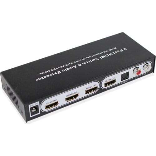 3 Port HDMI Audio Extractor Switch Box Selector 4K HDMI Optical/SPDIF L/R Audio out with HD ARC EDID Setting for TV PC PS3