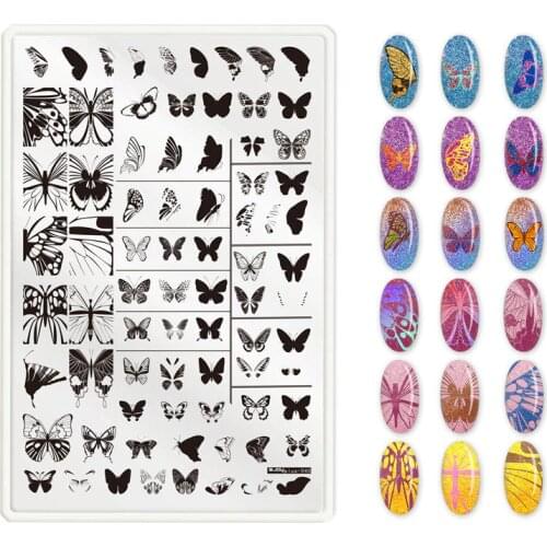 ZJOY Nail Stamping Plates Geometry Flowers Flying Butterfly Pattern Nail Art DIY Nail Image Plate Stencil Accessories Tools