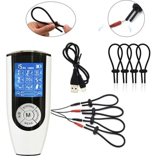 Strongest Electric Shock Feeling Silicone Penis Ring Electro Stimulation Cock Ring Medical Therapy Massager Sex Toys For Men