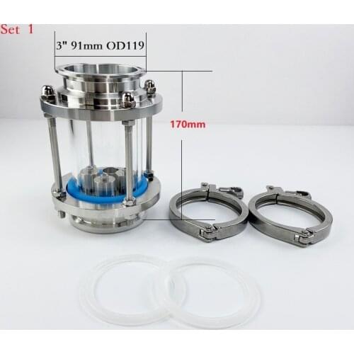 3" Distillation Lens Column With 1pcs Stainless Steel 304 Platte Set,Tri-Clamp Sight Glass Union SS304