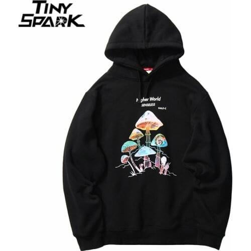 2020 Men Hip Hop Streetwear Rainbow Mushroom Hoodie Sweatshirt Autumn Winter Harajuku Hoodie Pullover Cotton Hooded Sweatshirt