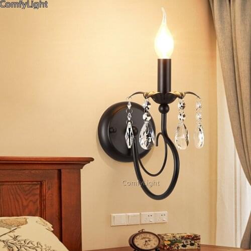 Light Sconce crystal Wall Lamps Vintage Loft Lights E27 LED Bulb candle lights hanglamps Retro Home Lighting Bedside night Lamps