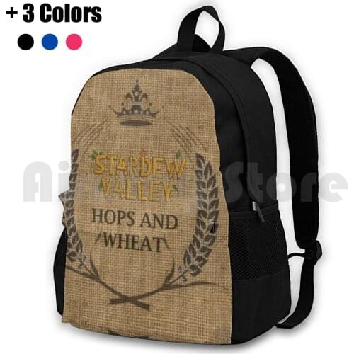 Hops & Wheat Crop Vintage Burlap Sack Outdoor Hiking Backpack Riding Climbing Sports Bag Stardew Valley Burlap Vintage Sack