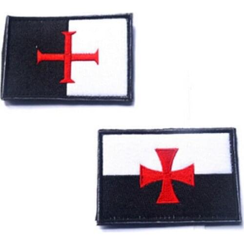 Embroidery Magic Stickers Hook & Loop Knights Templar Patches The Knights Cross Armband