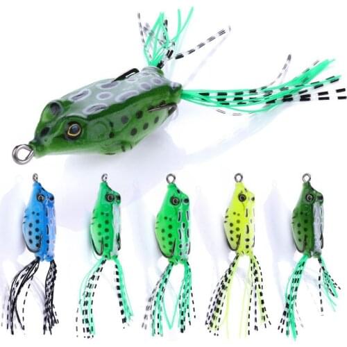 1 Pcs 3D Eyes Frog Lure Soft Tube Bait Plastic Fishing Lure with Fishing Hooks Top Water Ray Frog Artificial