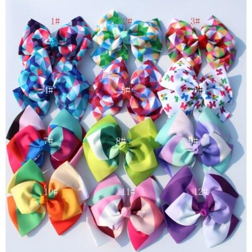 120pcs 7'' grosgrain ribbon Double layer hair bows hair clips rainbows bow hairpin girls hairbow For Teens gift