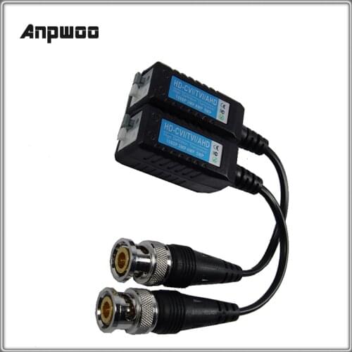 2pcs Video Balun Anpwoo 200C 200M(660ft) Range For HD CVI/AHD/TVI Twisted BNC CCTV Passive Transceivers Cat5 UTP For 2MP 3MP 4MP