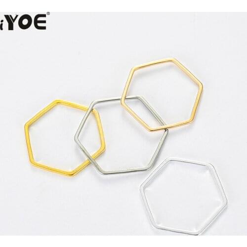 20pcs/Lot 22mm Hexagon Shape Charm Pendant Geometric Polygon Closed Rings For Making Jewelry Hoops Earring Accessories
