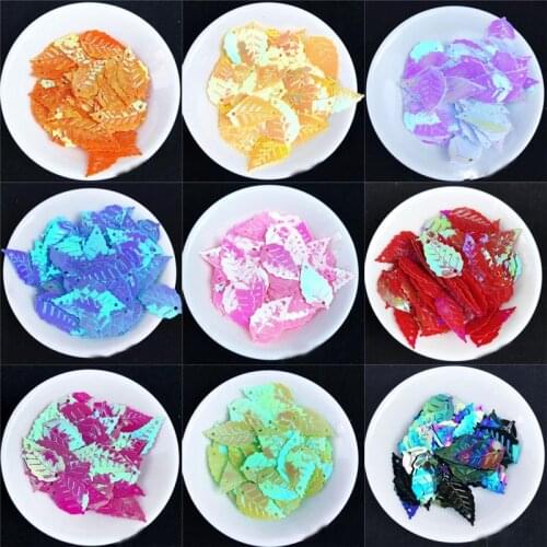 22mm leaf shape PVC bulk sequin clothing hat shoes leaf decoration material earrings pendant JJ307