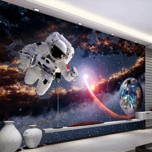 Beibehang Custom Wallpaper 3d Photo murals Space Astronaut Earth Planet Solar System Milky Way Background wall paper 3d mural