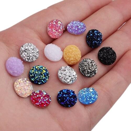 50 Pcs 10Mm AB Crystal Flatback Resin Dotted Round Rhinestones Cabochon Gems Flat backs Rhinestones Resin For DIY Decoration