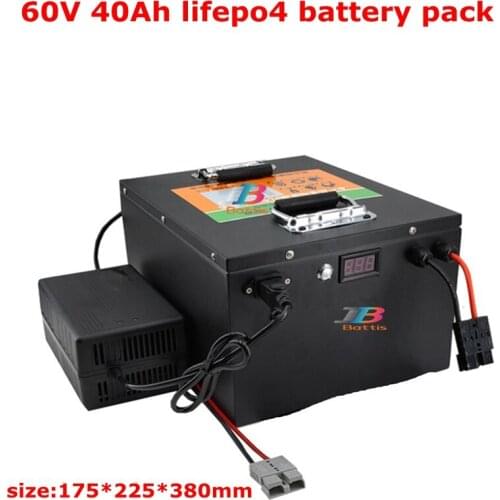 60V lifepo4 battery pack 60v 40ah steel box battery for 60v 2500w motor power electric fishing boat solar system+5A charger