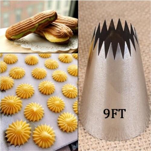 #9FT Large Size Cake Decorating Pastry Piping Nozzle Icing Tips Bakeware Kitchen Cookie Tools Stainless Steel Fondant Cake Tool