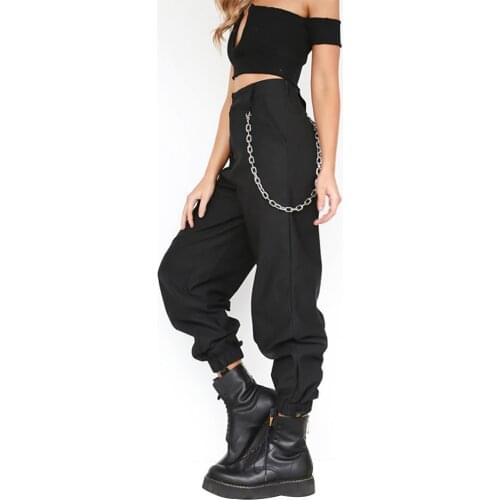 2020 New Streetwear Cargo Pants Women Casual Joggers Black High Waist Loose Female Trousers Ladies Pants Korean Casual Style