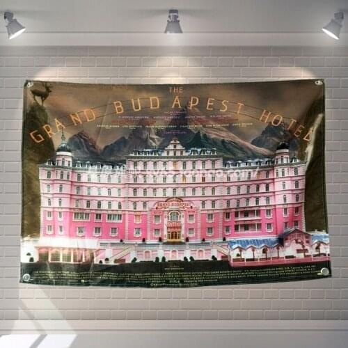 "Budapest Grand Hotel" Movies Poster Scrolls Flag Bar Cafes Hotel Theme Home Decoration Banners Hanging Art Waterproof Cloth
