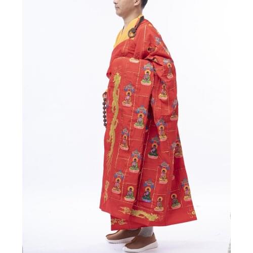 High quality Buddhist embroidery multiplier temple shaolin monk suit dress cassock zen lay thousand blouse buddhas