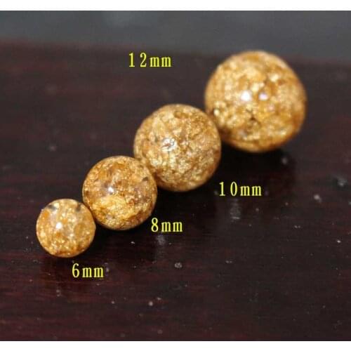 10pcs/lot Handmade Craft Gold Foil Charm Beads 6 8 10 12mm Loose Lucky Spacer Decoration DIY Jewelry Making Bracelet Material