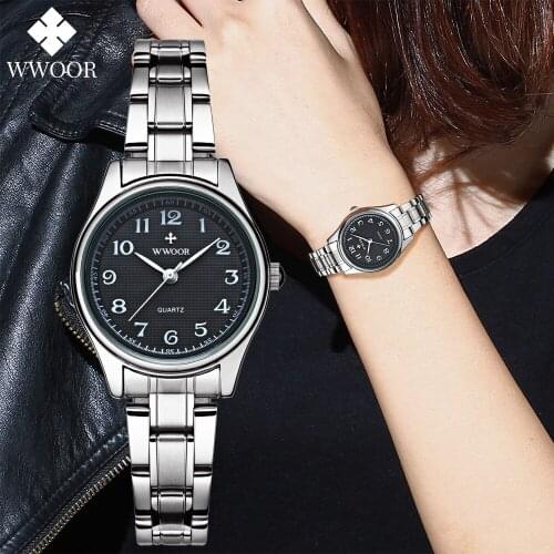 WWOOR Fashion Women Watches Ladies Brand Luxury Stainless Steel Calendar Sport Quartz Watch Women Waterproof Watch Montre Femme