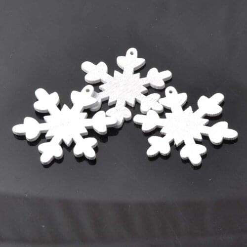 Snowflake Shaped Wood Buttons One Hole Scrapbooking Hanging Carft for Christmas Decoration Supplies 50pcs 36mm MT0251