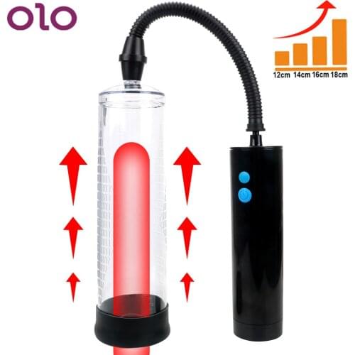 OLO Electric Vibrator Penis Pump 3 Speeds Vacuum Pump Male Penile Erection Training Penis Enlarger Extend Sex Toys for Men Gays