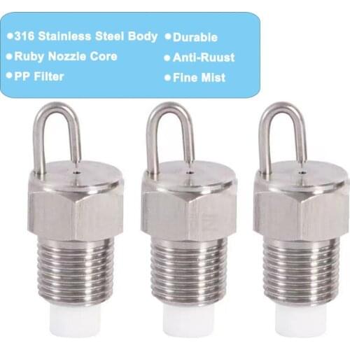HEMAN Free Shipping 1/8'' High Pressure Atomizing Misitng Nozzle Ruby Orifice Mist Nozzle Fine Mist Ruby Sprinkler with Filter