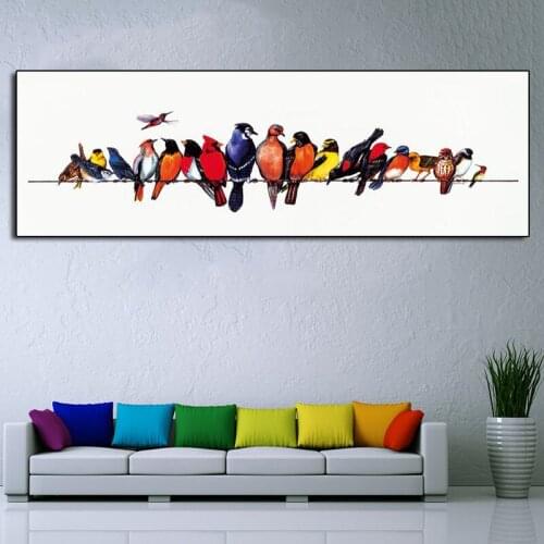 Birds on Wire Poster Painting Printed Animals Art Canvas Posters And Prints Pictures Wall Decor Cuadros For Home Living Room