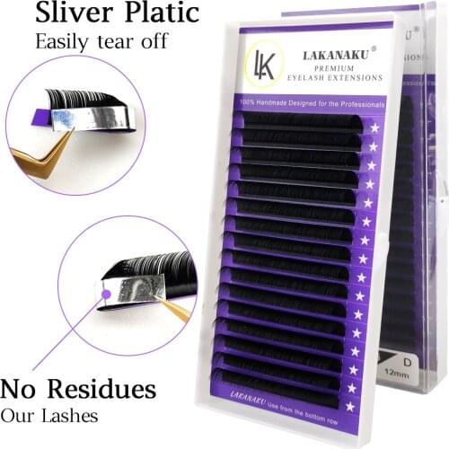 LAKANAKU Classic Volume Individual Eyelash Extension Matte Lashes Tray D Curl Lashes Extensions Mink Cilios