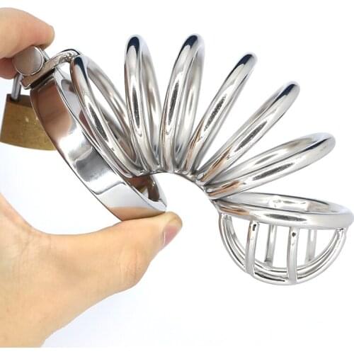 Stainless Steel Chastity Cage Cock Cage Spikes Lock Ring Penis Sleeve Delay Ejaculation BDSM Sex Toys For Men