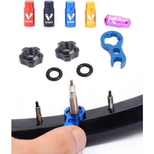 Bicycle Presta Valve Nut Tool Set Road Bike MTB Valve Fixed Nut Washer French Tire Waterproof Protection Valve Cap Accessories