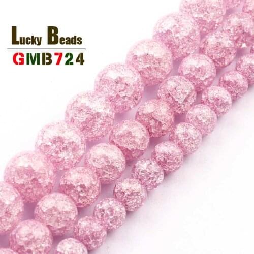 Round Cracked Crystal Stone Beads Light Purple Loose Spacer Beads For Jewelry DIY Making Bracelets Necklaces 15 Inches 6/8/10mm
