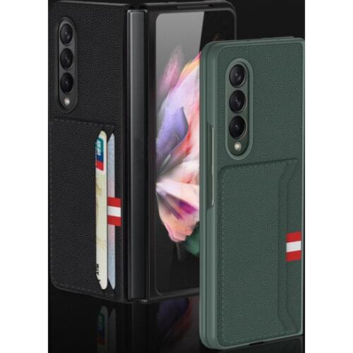 Magnetic Flip Case for Samsung Galaxy Z Fold 3 5G Protective Cover Luxury PU Leather Case with Card Holder for Galaxy Z Fold3