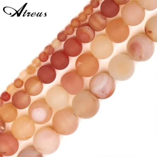 Natural Red Agate 4-12mm Matte Fashion Atreus New Natural Stone Round Beads For Jewelry Making Suitable For Men Or Women