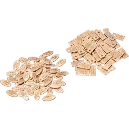 50pcs/pack Hand Made Letter Metal Tags For Garment Accessories DIY Craft Sewing Bag Labels Decoration Materials