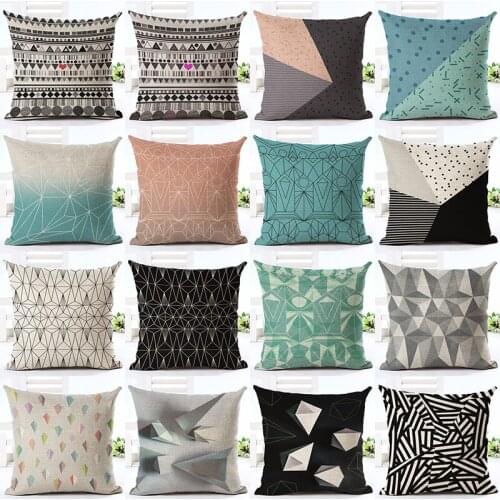 Fashion Style Geometric Throw Pillow Car Chair Home Decor Linen Cotton Cushion Cover Home Decorative Sofa Pillow Case Cojines